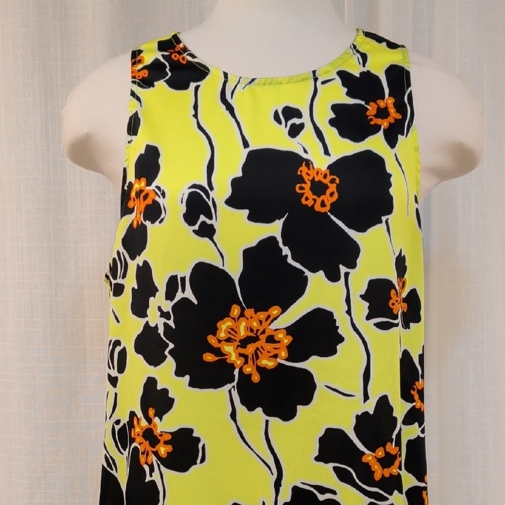 Floral Sleeveless Slip Dress - WAYF - FUN! Vibrant Black and Yellow